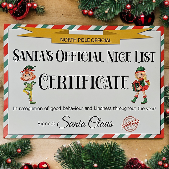 Santa's Lost Keys Nice List Certificate